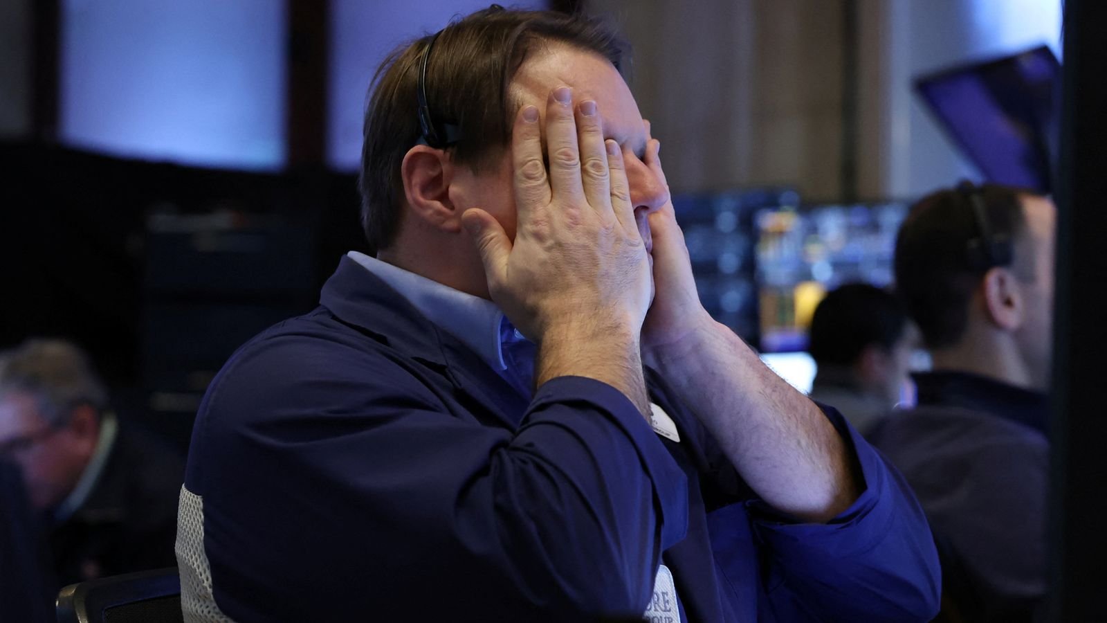 A trader reacts on the floor of the New York Stock Exchange on 25 February. PIc: Reuters