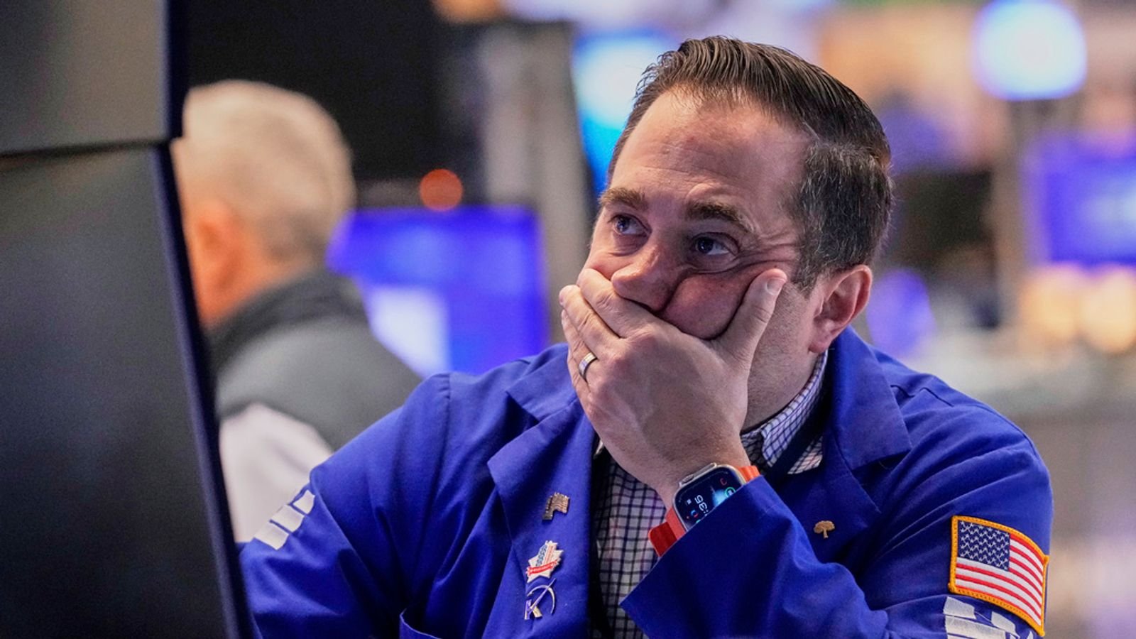 Specialist Gennaro Saporito works on the floor of the New York Stock Exchange, Wednesday, April 16, 2025. (AP Photo/Richard Drew)