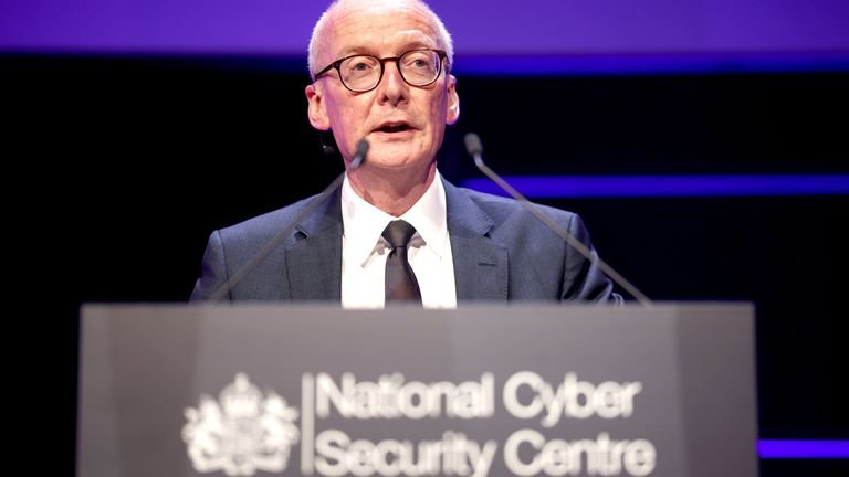 Pat McFadden delivers a keynote speech to the CyberUK conference.
Pic: PA