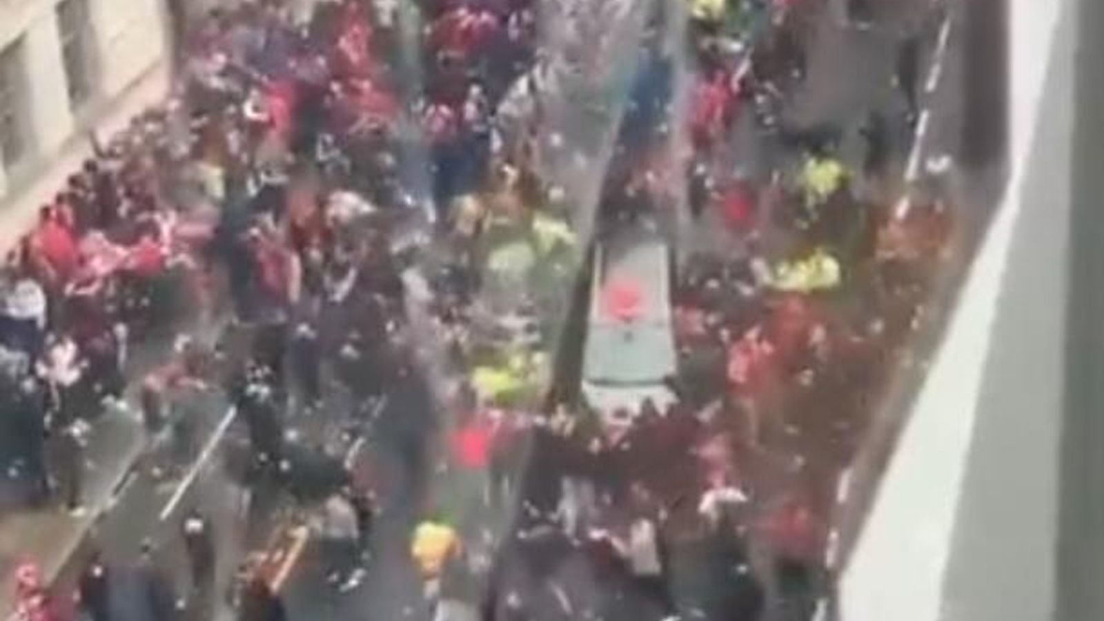 People surrounded the car