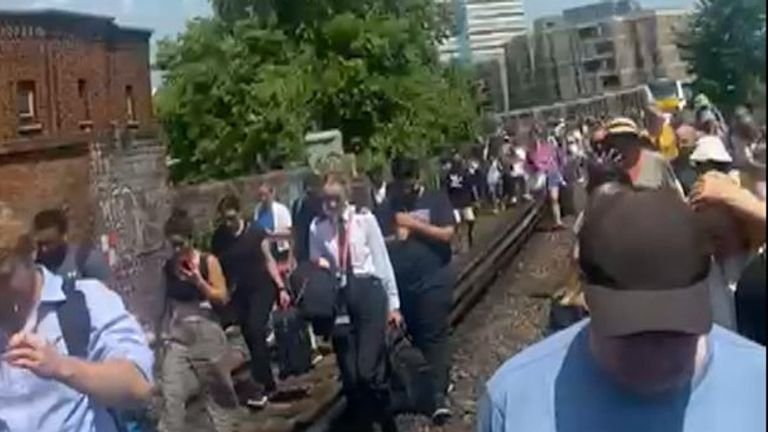 Passengers evacuated at Loughborough Junction. Pic: Ioannis Dimitrousis