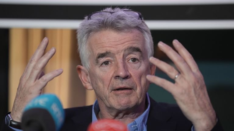 Ryanair chief executive Michael O'Leary speaks to journalists during a press conference at The Alex Hotel in Dublin. Picture date: Thursday October 3, 2024.

