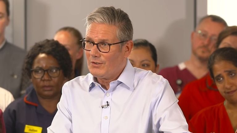 Keir Starmer speaks in East London for the 77th anniversary of the NHS