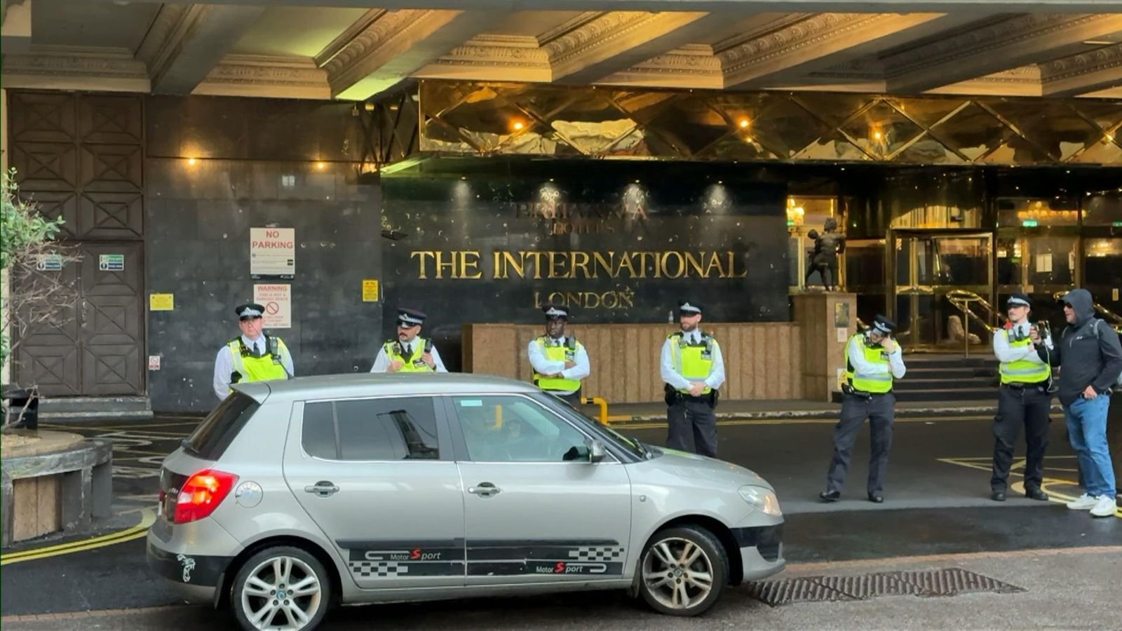 Protests outside Britannia hotel in London