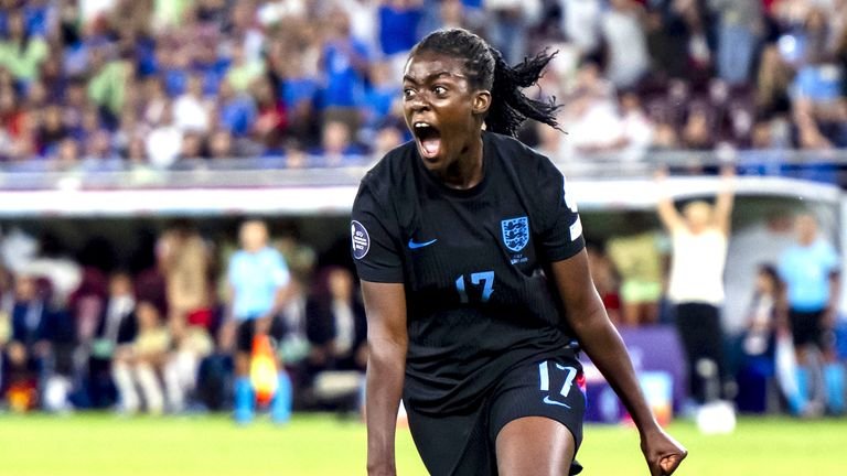 Michelle Agyemang celebrates scoring her side&#39;s opening goal.
Pic: AP