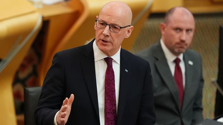 Mr Swinney during FMQs on Thursday. Pic: PA