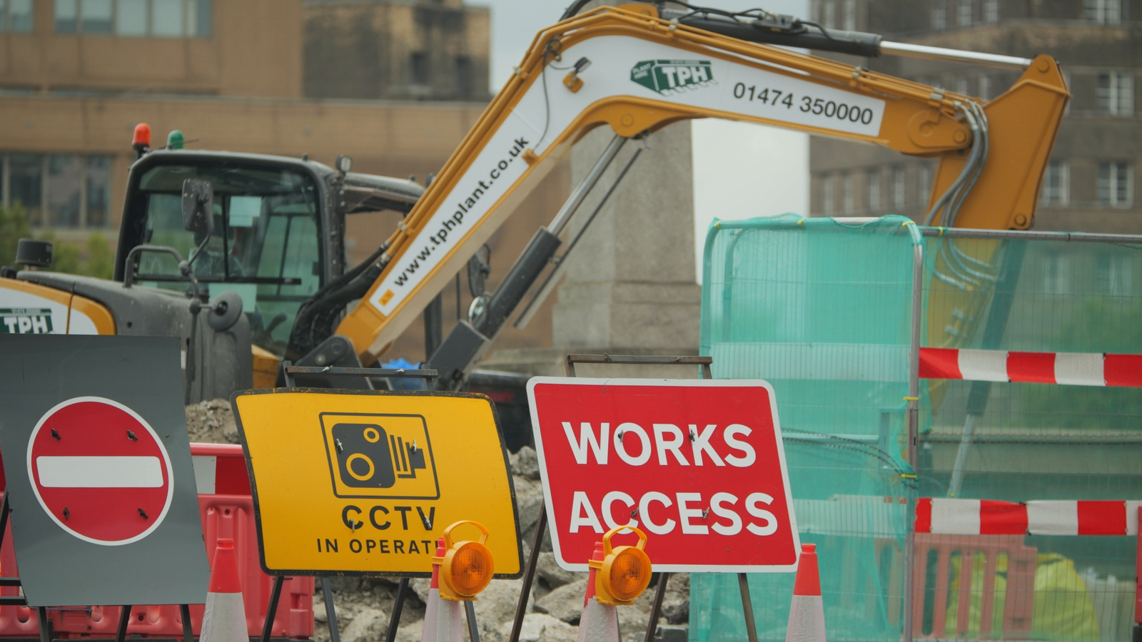 Heavy machinery carrying out roadworks in London