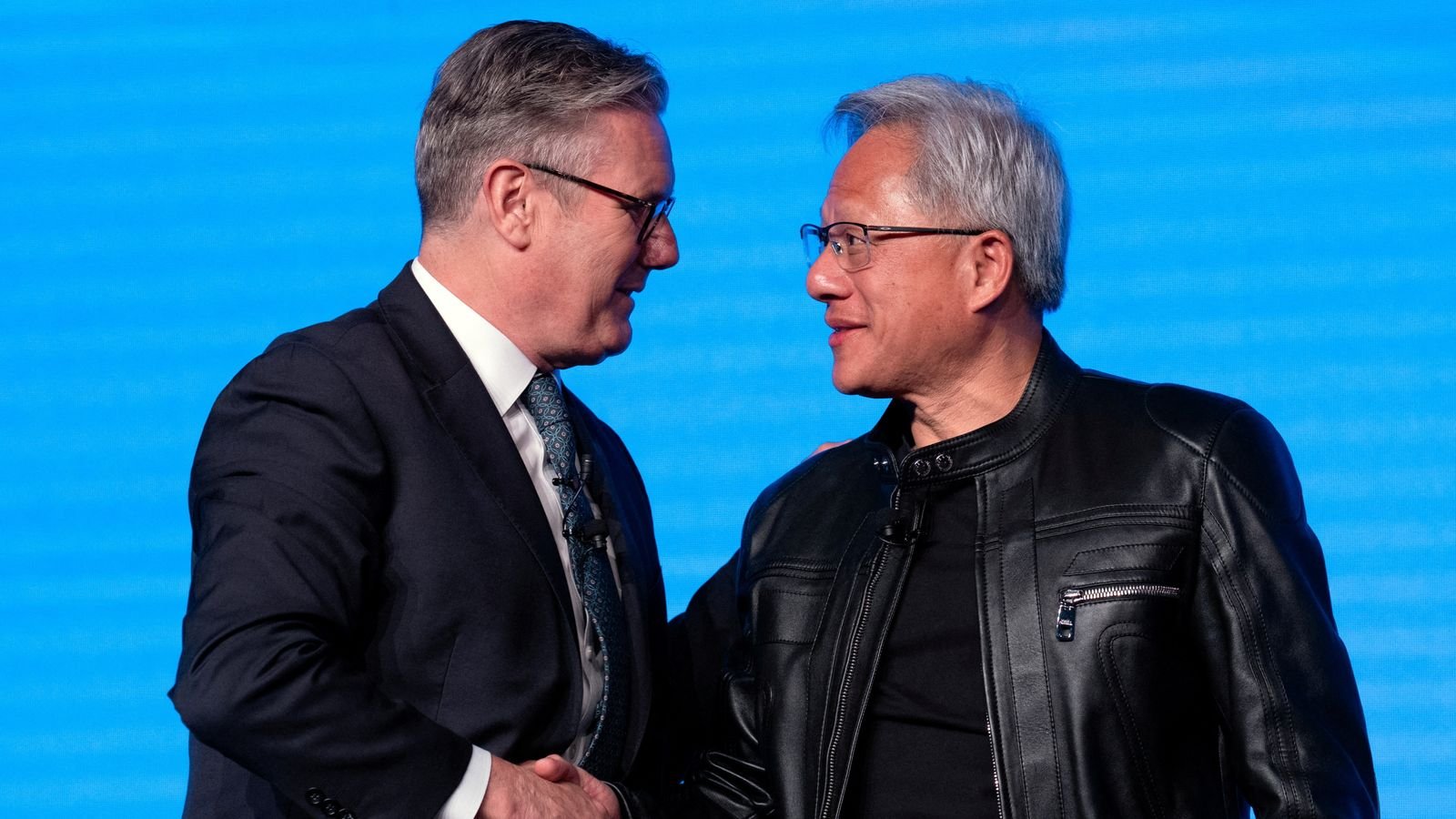 Sir Keir Starmer shakes hands with Jensen Huang, CEO of Nvidia, in June. Pic: Reuters