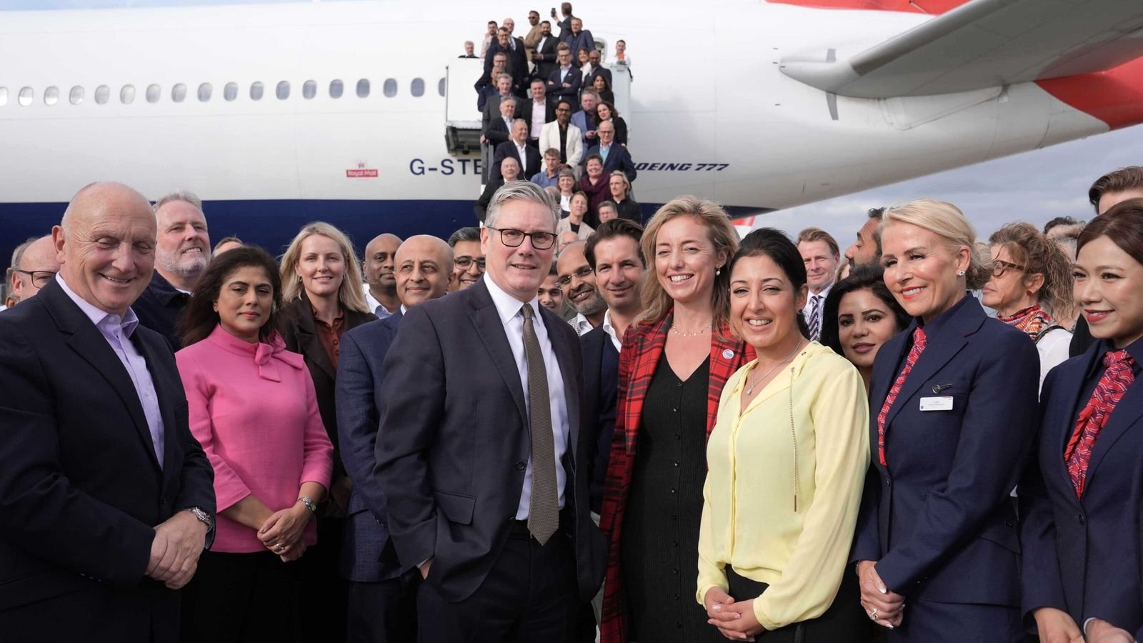 Sir Keir Starmer with his business delegation. Pic: PA