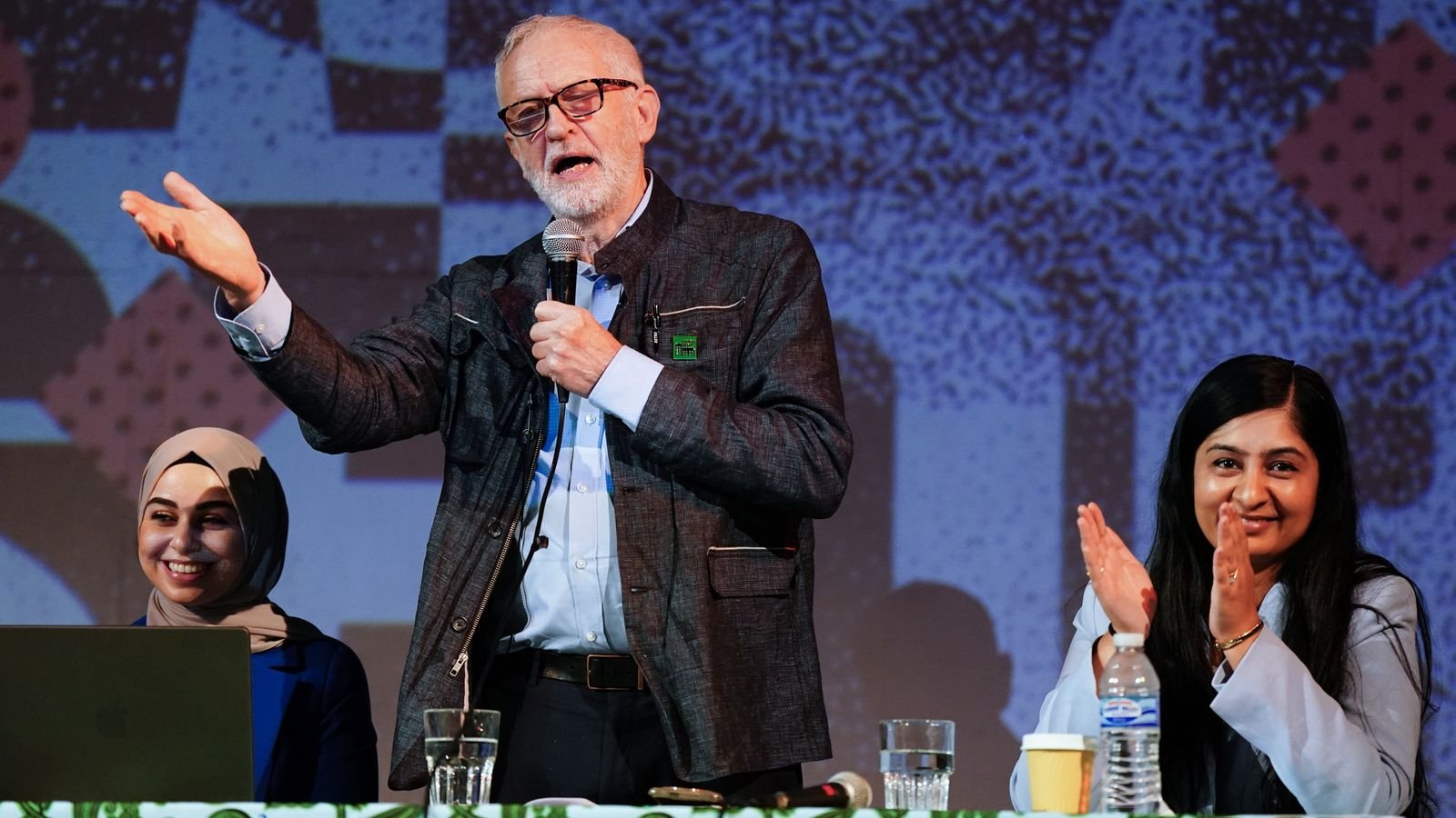 Jeremy Corbyn and Zarah Sultana take part in a discussion on Your Party at The World Transformed conference in Manchester. Pic: PA