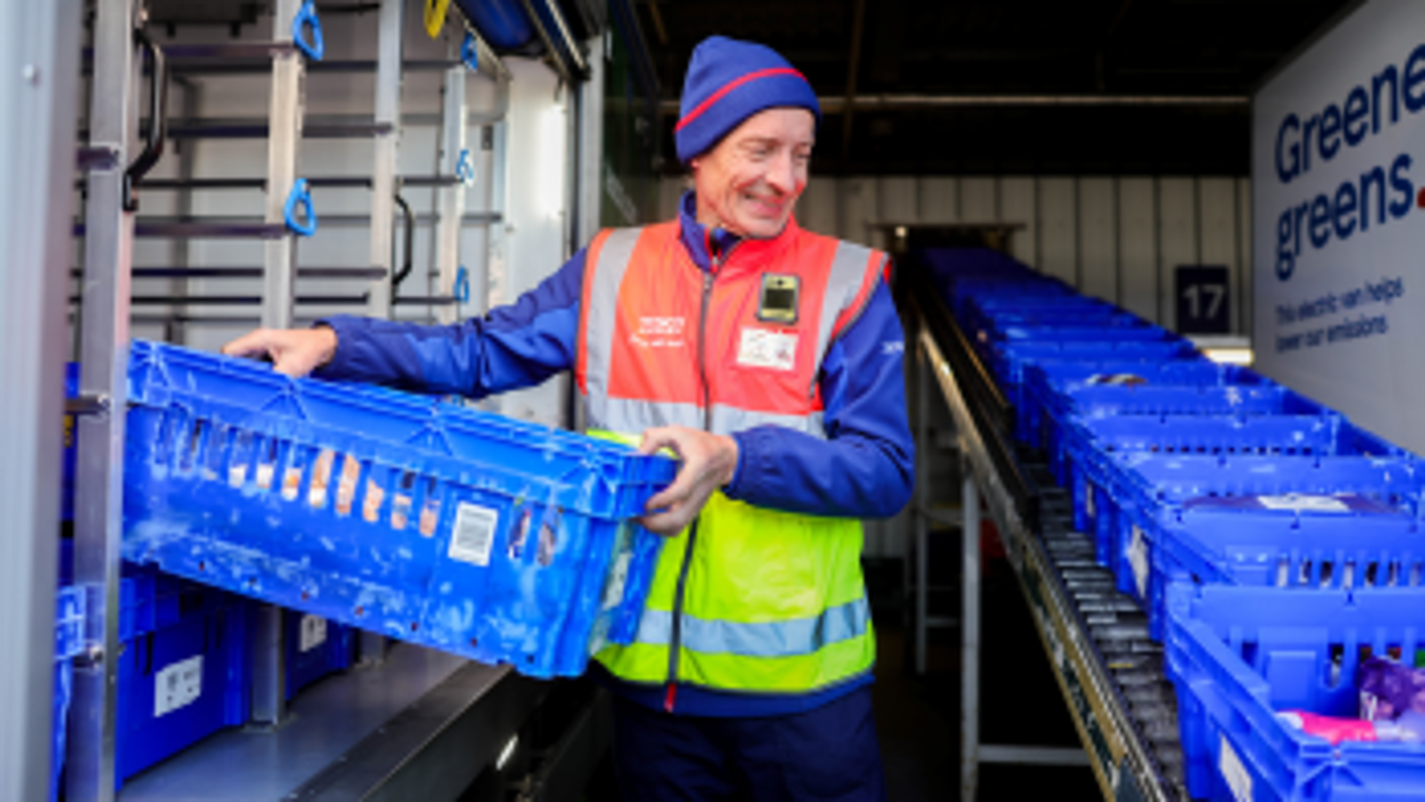 A Tesco delivery driver wears a body camera. Pic: Tesco