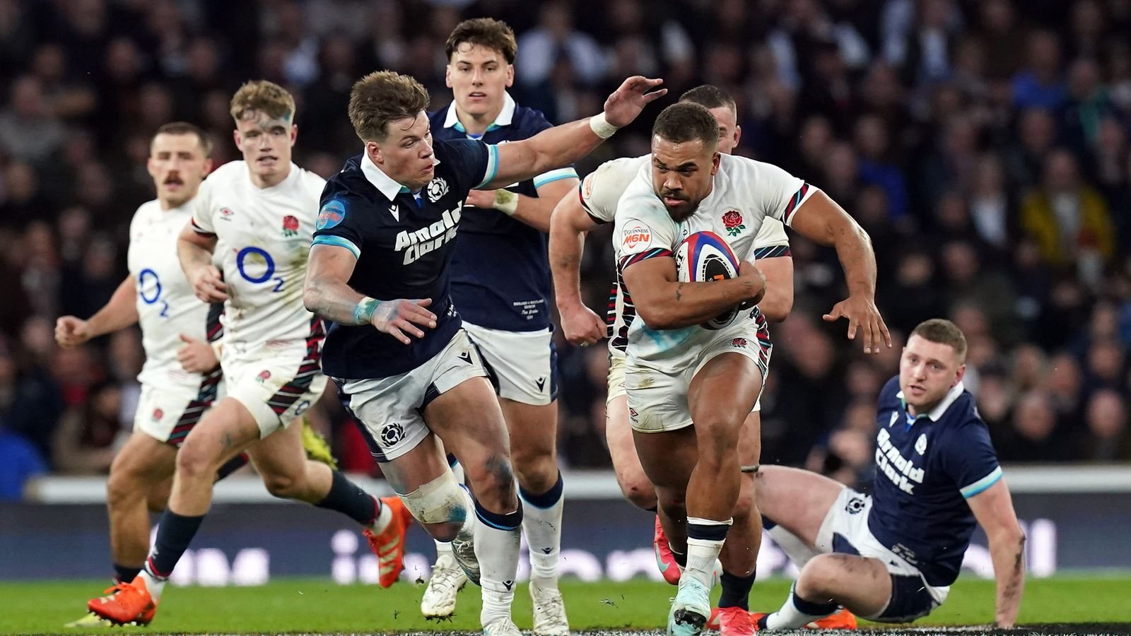 England in Six Nations action against Scotland in February. Pic: PA