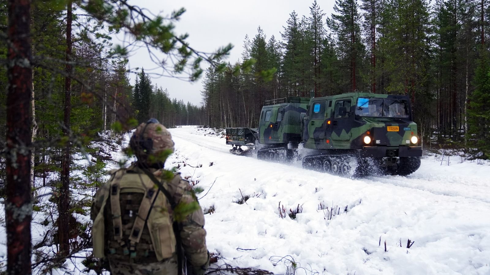 British Army soldiers in Finland during a NATO training exercise on the border with Russia. Pic: Owen Humphreys/PA