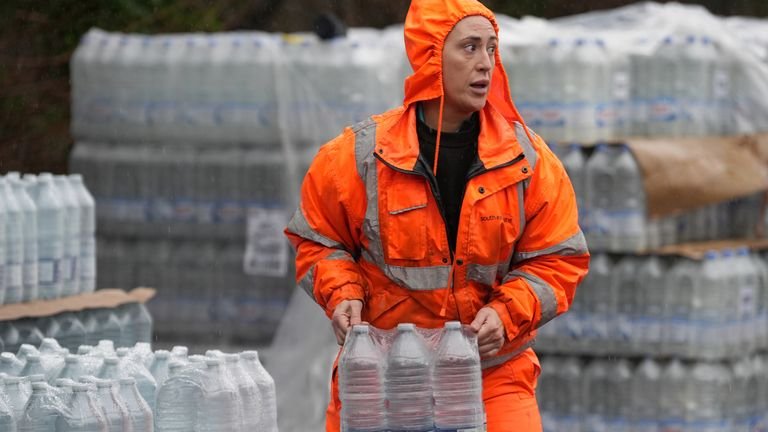 A water station in East Grinstead. Pic: PA